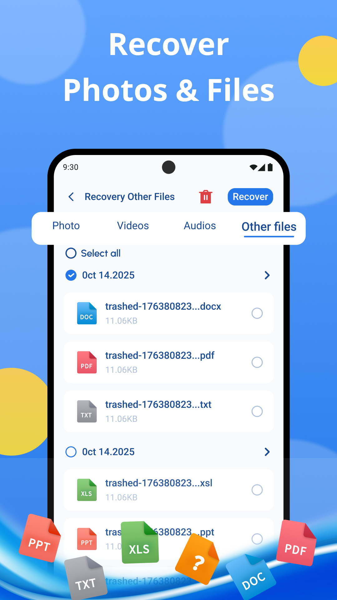 Recovery: Scan & Save file recovery screen
